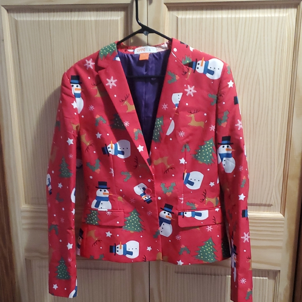 OppoSuits Festive Red Snowman Blazer And Skirt